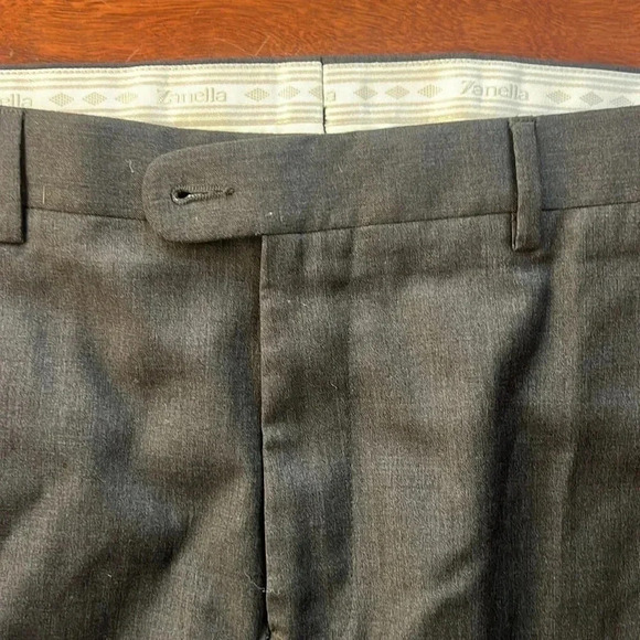 Zanella Todd Flat Front Wool Trousers Slacks in Mid Grey Size 36 - Picture 3 of 7